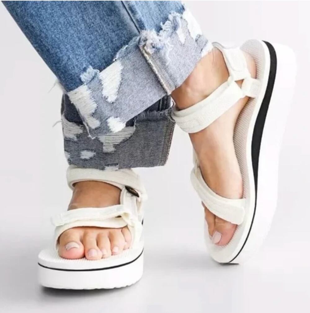 TEVA Mesh Platform Sandals in Bright White // 11